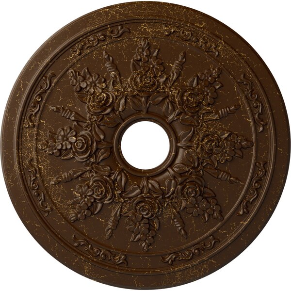 Ekena Millwork Rose and Ribbon Ceiling Medallion (Canopies up to 4"), 23 5/8"OD x 4"ID x 1 1/2"P, Root Beer Crackle CM23RORBC - main